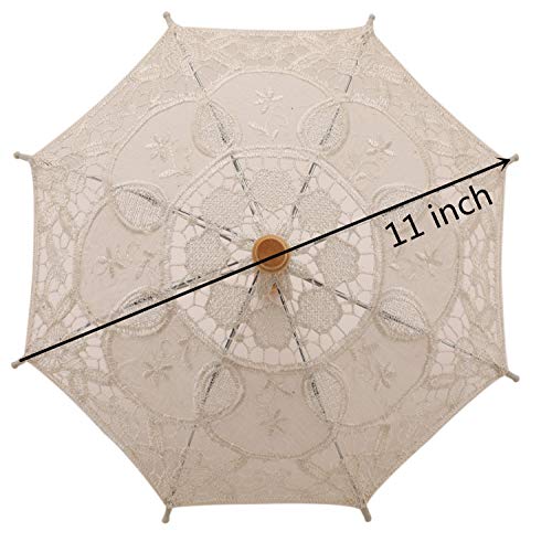 He Andi Girl Retro Style Lace Umbrella, Children's Photography Photo Props Lace Cloth Umbrella. (Ivory, 11Inch) #TOP3