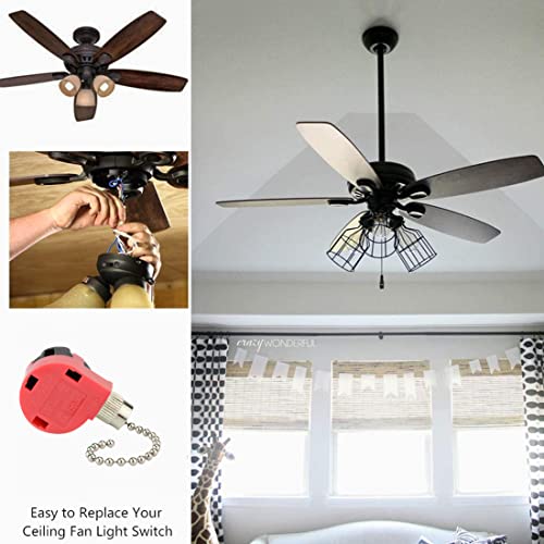 Image of Zing Ear ZE-268S1 3 Speed 4 Wire Ceiling Fan Switch Replacement, Pull Chain Control, Nickel, 2PCS