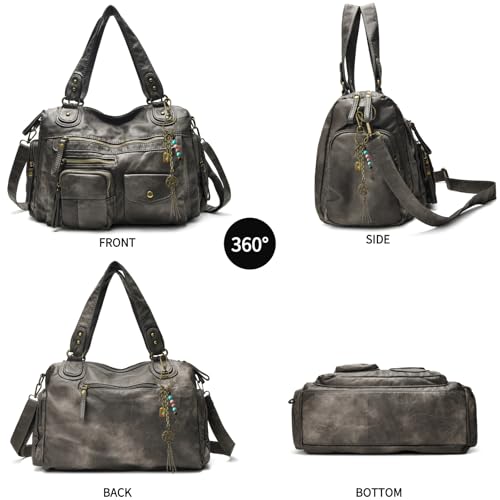 Image of Worldlyda Crossbody Bags for Women Large Tote Soft Leather Purses Washed Y2K Hobo Vintage Handbag Shoulder City Bag