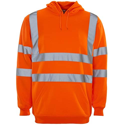 Men Hi Vis Hoodies Safety Fleece Yellow Orange Pull Overs Quarter Zip Sweatshirts Full Zip Work Tops GO/RT Compliant Jumpers