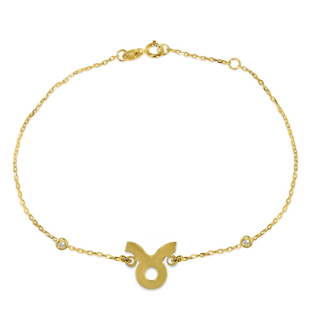 Dubai Jewel Factory Women's Taurus Bracelet Zodiac Collection Jewelry in 18K Yellow Gold, One Size