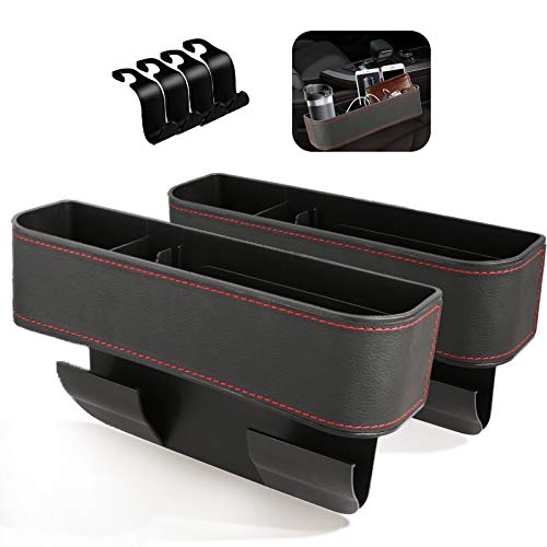 Jeteven Car Seat Gap Filler, 2 Pack Multifunctional Car Seat Organizer, Console Side Pocket Storage Box with Cup Holder, Upgraded Organizer Between Front Seats for Cellphones, Wallets
