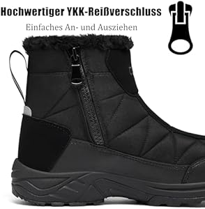 TLOLA Winterschoenen voor heren, waterdicht, warm gevoerd, sneeuwlaarzen, antislip, winterlaarzen, wandelschoenen, trekkingschoenen, werken, skiën, vissen, outdoorschoenen, zwart, 46 EU