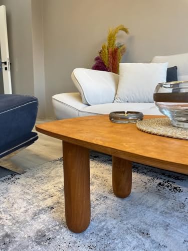 Image of Teak Wood Round Legs Coffee /Tea Table, Folding Small Table Unique Design (66X45X28 Cm), Brown