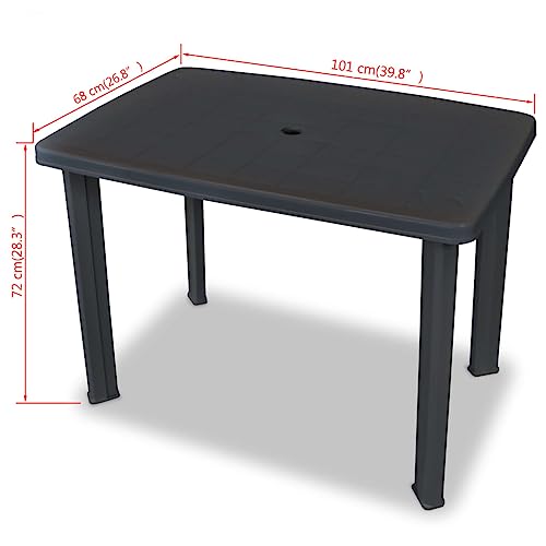 Table de jardin en plastique robuste anthracite et résistante
