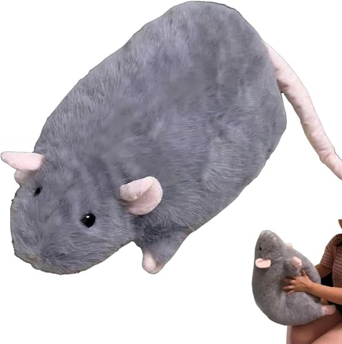 ZBELLO Extra Thicc Fat Rat Plush Toy - Super Soft Chubby Grey Mouse Plushie, Cute Cozy Huggable Animal Pillow for Kids, Teens & Adults, (Gray,50CM)