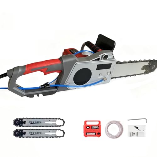 Motosierra Mano Sin Escobillas con 2 Cadenas Diamante Eléctrica para Hormigón 5800W/6500W Ranuradora Paredes con Supresión Polvo Alimentado Por Agua para Cortar Ladrillos Barras Acero Cemento 350