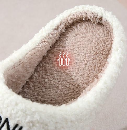 Beautifully Embroidered Letter Fluffy Slippers Faux Fur Warm Indoor Slippers Moon Clock Home Shoes for Unisex 20252