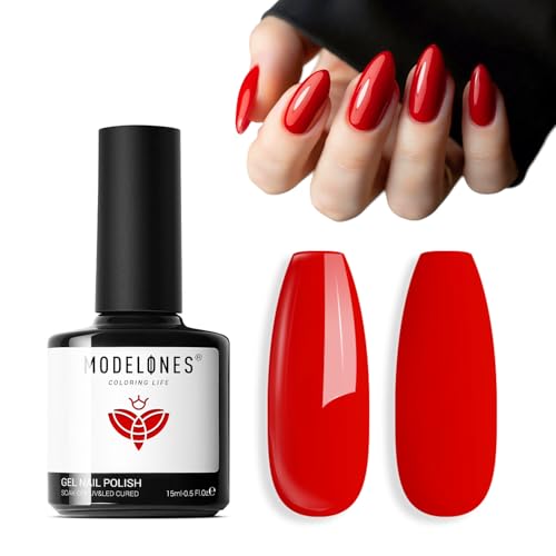 modelones Red Gel Nail Polish Soak Off UV/LED Gel Polish 15ML