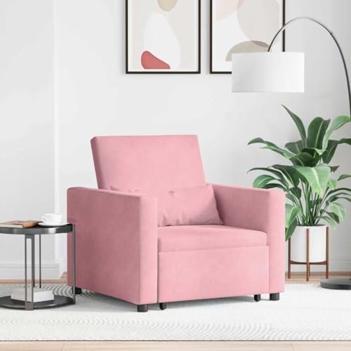 Generico Sofá cama extraíble individual rosa claro 90 x 165 x 87 cm, sillones, 42002701