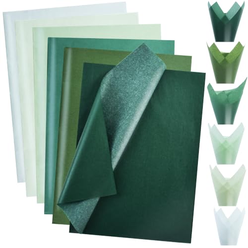 Image of BEISHIDA 90 Sheets Sage Green Series Tissue Paper Bulk for Gift Wrapping | 6 Colors 14 x 20 Inch for Crafts and Gift Bags for Birthday Wedding Garden Baby Shower Holiday Decorative
