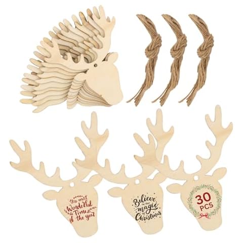 Festive Fix 30PCS Rustic Wooden Ornaments Cover