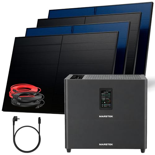 SUNNIVA 2000W Balkonkraftwerk mit 5 12 kWh Speicher MARSTEK Jupiter C + Plus BIFAZIAL FULLBLACK komplett Steckdose PV Solaranlage Komplettset mit Solarspeicher 4x 500W N-Type Glas Bifacial PV