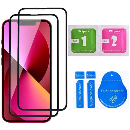 Image of Tempered Glass Screen Protector for iPhone 13 / iPhone 13 Pro /iPhone 14 (6.1 Inch) | Pack of 2 | 9H Hardness | Edge-to-Edge Full Coverage | Scratch Resistant | HD Clear | Bubble-Free