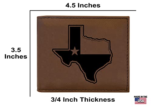 Rogue River Tactical Texas State Flag Outline Men's Leather Bifold Wallet RFID Gift For Him Dad Father United States Billfold Texan TX3