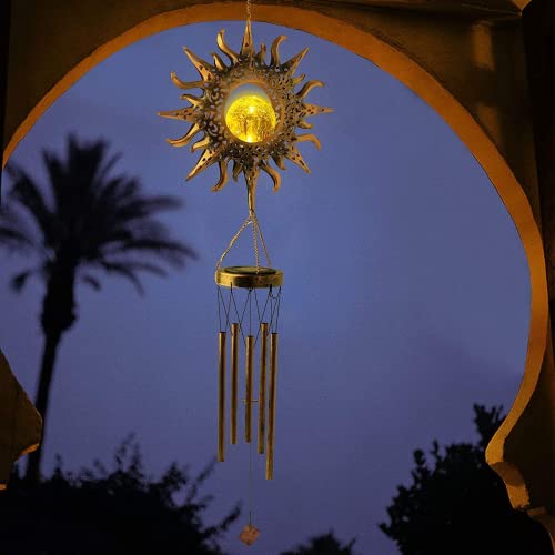 Hanging Solar Wind Chimes - Solarleuchten LED Nachtlichter im Freien Garten Wasserdicht Metall Windglocke Chime Light Lamp für Patio Deck Lawns Yard Terrasse Hof