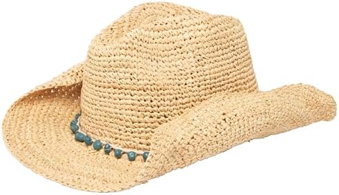 San Diego Hat Company Women's Crochet Raffia Cowboy Hat with