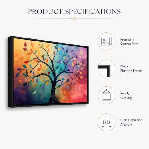 Image of Artsense Golden Tree of Life Wall Art Painting | Luxury Floral Tree Artwork with Birds | Nature Inspired Living Room Bedroom Office Hotel Wall Decor | Modern Abstract Botanical Wall Painting (ART-4)