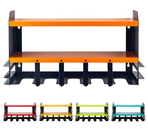 Toolganize Power Tool Organizer & Storage Wall Mount - Heavy Duty Metal Drill Holder & Cordless Tool Organizers Chest Rack - Premium Garage Utility Shelf & Pegboard Shed Workshop Shelving - Orange #TOP3