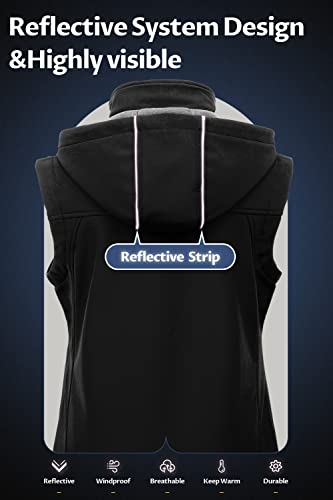 Creatmo Us Women's Hooded Sleeveless Fleece Lined Softshell Vest Windproof Jacket For Hiking Travel Golf Waistcoatblack Xl #TOP1