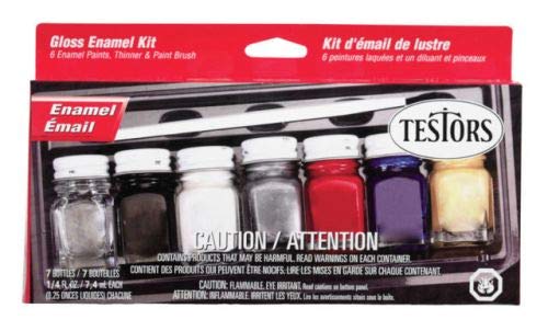 Testors Gloss Enamel Hobby Paint Kit Black, Blue, Red, Silver, White, Yellow5