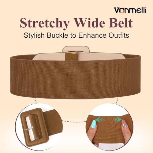 Image of VONMELLI Stretchy Wide Women Belts Elastic Vintage Belts for Women Fashion Ladies Waist Belt for Dress