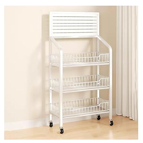 Estante de metal portátil de 3/4 capas para tiendas, tiendas de conveniencia y supermercados, pequeño estante de exhibición de alimentos y bebidas, blanco (60 x 27 x 10)