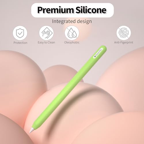 Image of Ultra-Thin Protective Pencil Cover for Apple Pencil Pro & 2nd Gen, Compatible with Apple Pencil Pro 2024 & 2nd Gen, Silicone Case Sleeve, Glow Green