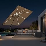 PURPLE LEAF Cantilever Umbrella 10×10 Solar LED Beige