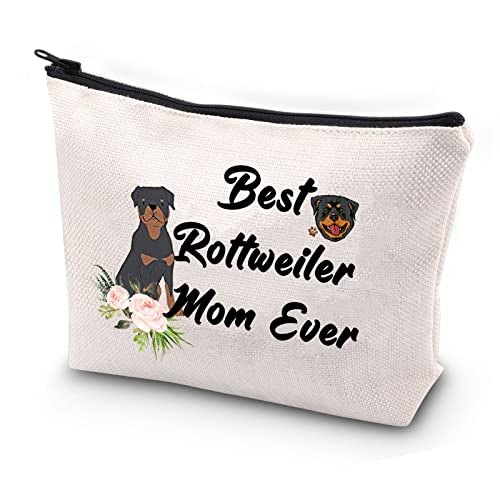 JYTAPP Rottweiler Mom Gift Rottweiler Cosmetic Bag Best Rottweiler Mom Ever Makeup Bag Rottweiler Rottie Mama Dog Lover Gift