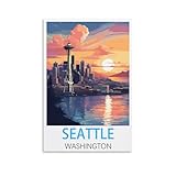 KmoNo Seattle Washington Vintage-Reiseposter, 50 x 75 cm, 