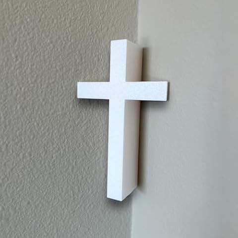 Modern Corner Wall Cross, Easy hanging, White, Christian wall crosses, Turn any room into a place of worship, Made In USA. Cover