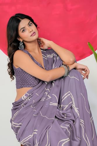 Image of MIRCHI FASHION Saree for Woman Chiffon Georgette Geometric Printed | Lightweight Farewell and Women's Office Sari with Blouse Piece