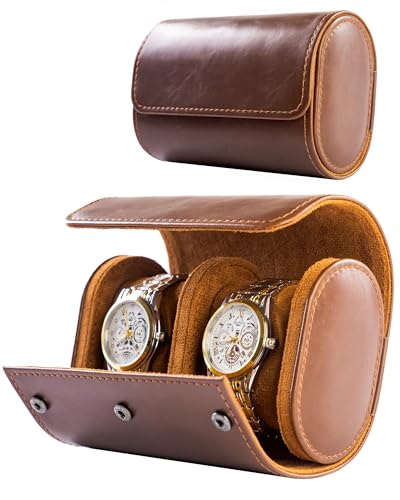 Mr.Okay 2 Watch Travel Case -Premium Leather With Perfect Texture.(Watch Carrying Or Organizer For Storage And Display). Luxury Gifts for Men Handcrafted by Artisans.