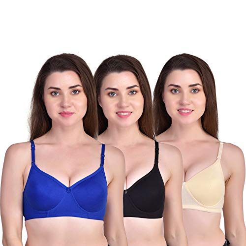 Image of Women's Cotton Lightly Padded Non-Wired Regular Bra (Pack of 3)