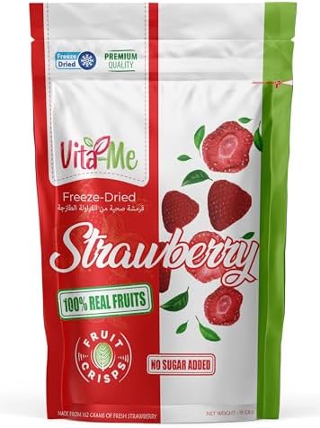 Vita-Me Freeze-Dried Crunchy Strawberry Snacks 15g-100% Natural-No Sugar Added-Vegan-No Additives Added -Made From 162g Fresh Strawberry -Healthy Snack(Sliced)