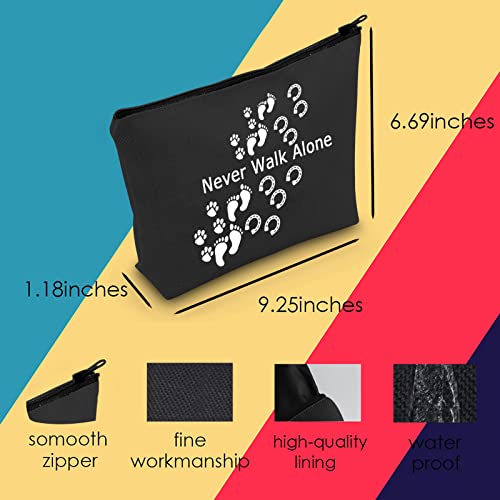 Dog Horse Lover Gift Dog And Horse Cosmetic Makeup Bag Paw Print Horseshoe Gift For Dog Mom Horse Lover  (Never Walk Alone) #TOP2