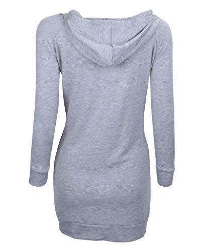 Bepei Womens Long Sleeve Tunic Sweatshirt String Hoodie With Pocket Gray M