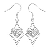 Pendientes de Oro de 9k para Mujeres, rombo geométrico con aretes Colgantes de Diamantes de Laboratorio Redondo para Mujeres de Oro