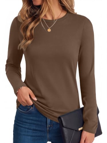 Ekoauer Long Sleeve Shirts for Women Cotton Crew Neck Tops Thermal Tshirts - image 1