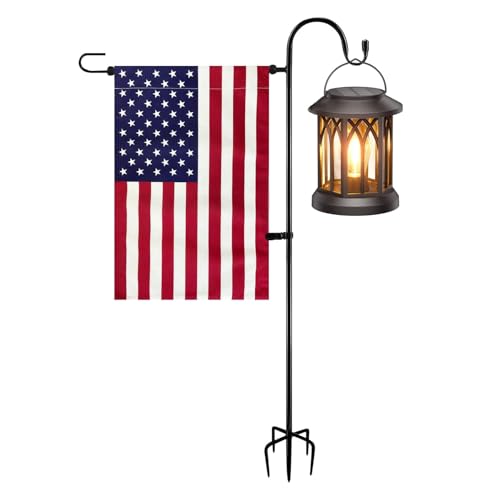 TOPFLAGS Garden Flag Stand with American Flag Garden Flag Metal Yard Flag Holder Pole Stake Small Flag Stands for Garden Flags 12 x 18