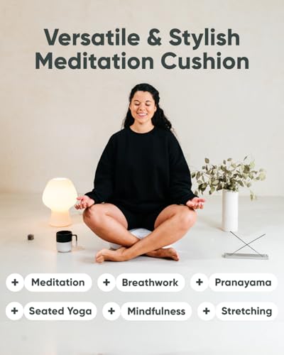 Mindful & Modern Large Meditation Cushion for Zafu Yoga - Meditation Pillow for Sitting on the Floor - Buckwheat Hull Filled Yoga Cushion with Removable, Washable 100% Cotton Cover and Carry Handle extra image 3 preview