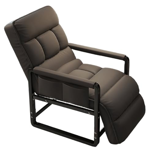 Ergonomic Comfy Office Chair Technology Fabric Computer Chair 5-position Adjustable Double-layer Padded Backrest and Footrest Square Tube Metal Legs Gaming Chairs for Bedrooms, Offices(Gray)