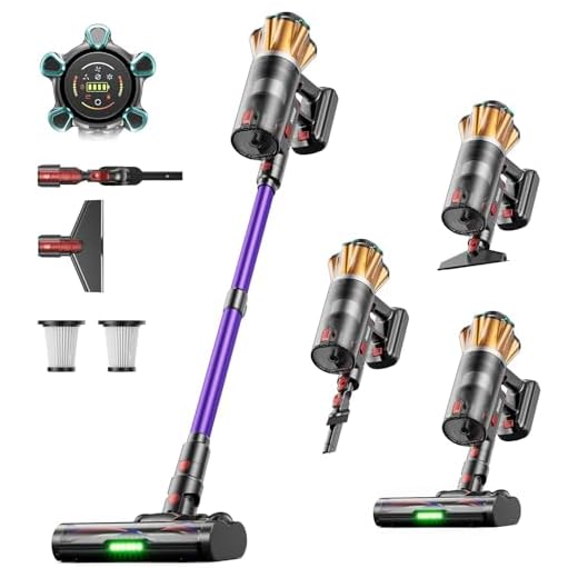 Aspirapolvere Senza Fili 650W/55KPa/70min, Scopa Elettrica Senza Fili Anti-Groviglio Touch Screen LED, 1.8L/8 Stadi Filtrati, Autoportante E Ricarica A Parete, Adatto Per Animali / Pavimenti / Auto