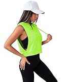 SweatyRocks Women's Sleeveless Workout Top Gym Activewear Crop Tank Top Open Side Shirt for Athletic Exercise Neon Green Small