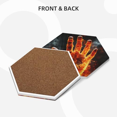 Dessous de verre en céramique hexagonaux avec support (lot de 6) - 3