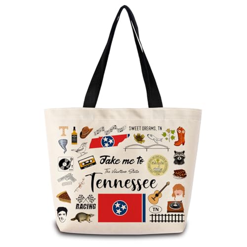 ZhuVantrix Take Me To Tennessee Tote Bag Reusable Grocery Bags Aesthetic Shopping Shoulder Handbag with Interior Pocket Lightweight & Washable Stylish Tennessee Travel Present for Women
