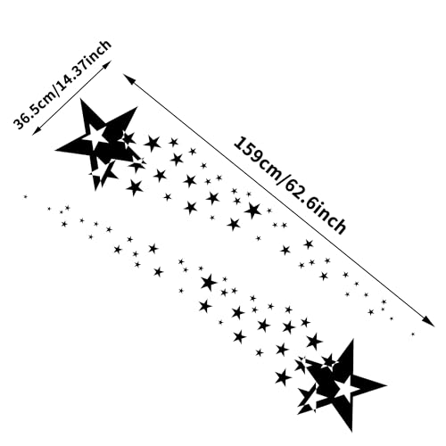 Image of TOMALL 1 Pair 62.6'' Stars Graphics Vinyl Decals for Car Body Door Sides Universal Waterproof Stars Stickers Decoration for Vehicles SUV Truck Off-Road Home Wall (Black)