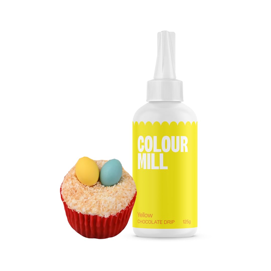 Colour Mill Chocolate Drip Easy-Melt Drizzle for Desserts, 125 Grams Yellow