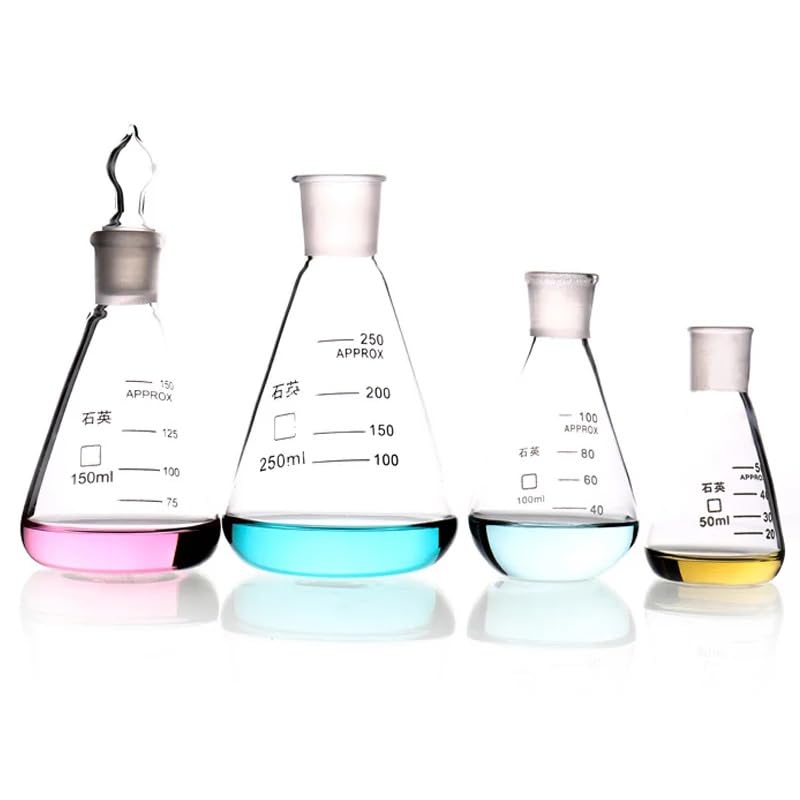 Erlenmeyerkolben aus Quarzglas, 150 ml, mit Stopfen – hochtemperaturbeständige Laborausrüstung (Material JGS-2)